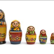 Yellow, Red, Blue Matryoshka Dolls